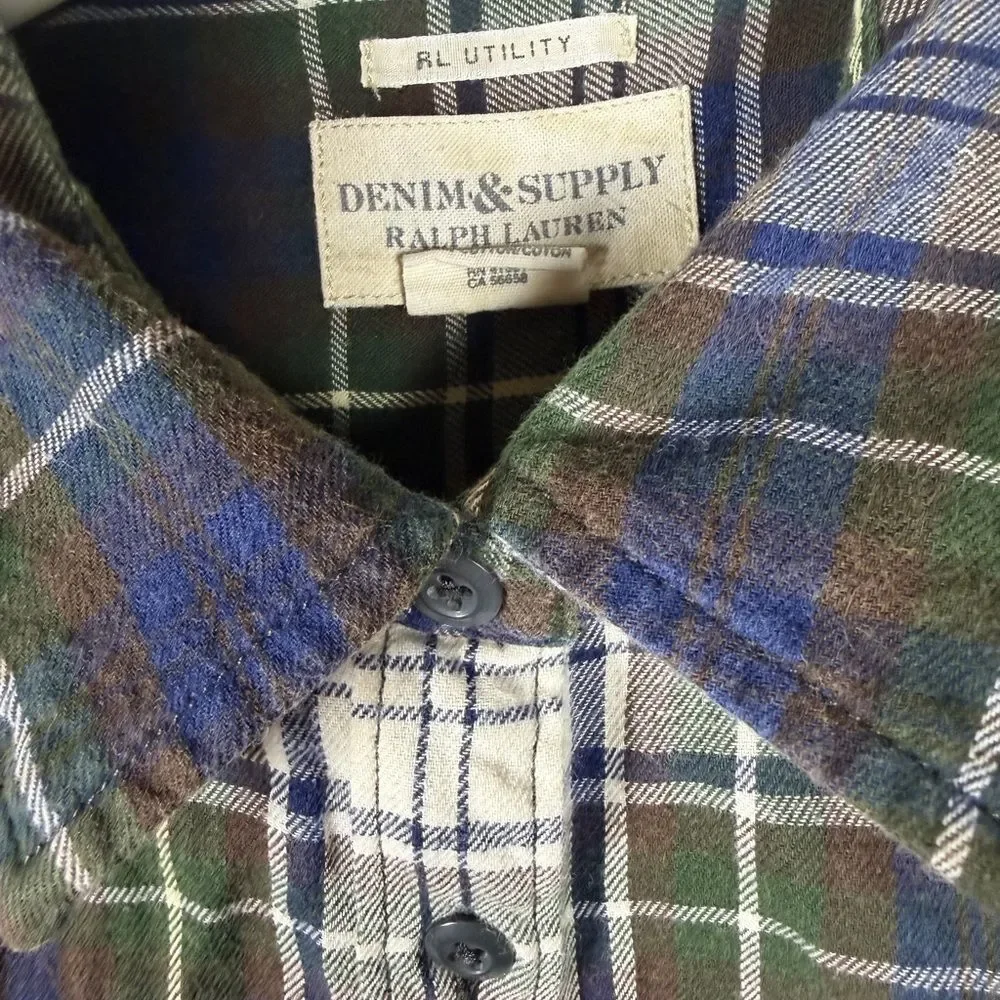 Ralph Lauren Denim & Supply  Plaid Button-Down Shirt - Blue Green White